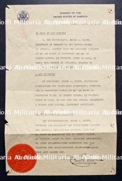 ATTESTATION DE PROPRIÉTÉ ÉMISE PAR L’AMBASSADE DES ÉTATS-UNIS D'AMÉRIQUE (PARIS, 23-04-1941) + LISTE RÉVISÉE DES CONNECTIONS TELEPHONIQUES DE NUIT ET DES VACANCES DE L’AMBASSADE — photo 3