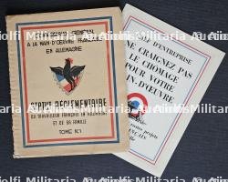 RARE ANNUAIRE DU COMMISSARIAT GÉNÉRAL À LA MAIN-D'ŒUVRE FRANÇAISE EN ALLEMAGNE (TOME NO 1, 1943) ET PLAQUETTE POUR LA LUTTE CONTRE LE CHÔMAGE