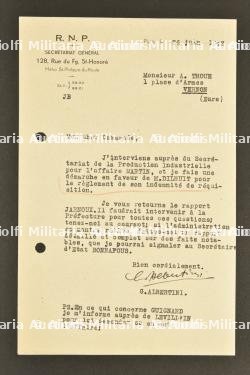 Lettre de Georges Albertini RNP — photo 1