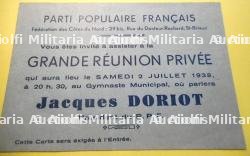 Carte d’invitation signée par Jacques Doriot