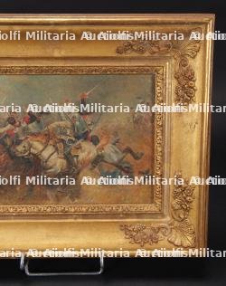 Peinture sur toile représentant une charge de cuirassiers à Rezonville en 1870. Oil painting on canvas depicting a cuirassier charge at Rezonville in 1870. — photo 2