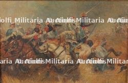Peinture sur toile représentant une charge de cuirassiers à Rezonville en 1870. Oil painting on canvas depicting a cuirassier charge at Rezonville in 1870. — photo 3