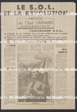 Affiche du SOL Message de Darnand. SOL poster: Darnand’s message.