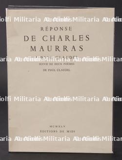 livret réponses de Charles Maurras à Paul Claudel numéroté. Numbered booklet: Charles Maurras’s reply to Paul Claudel.