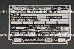 Plaque de M47 90mm Gun. M47 90 mm Gun plate.