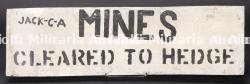 Panneau Mine US. Mine Cleared to Hedge sign.