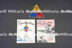 Livrets et insignes de la 3ème DB US. 3rd US Armored Division Booklets and Insignia.