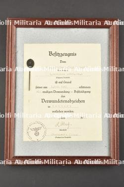 Diplôme de la médaille des blessés. Diploma for the wounded.