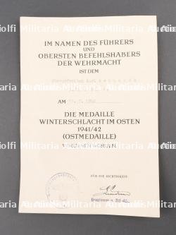 Diplôme de la médaille du Front de l'Est. Diploma for the Eastern Front Medal. — miniature 2