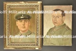 Lot de 2 portraits de soldats allemands peints. Lot of 2 oil painted portraits of ww1 german soldiers