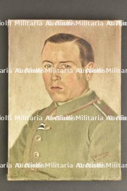 Lot de 2 portraits de soldats allemands peints. Lot of 2 oil painted portraits of ww1 german soldiers — miniature 4