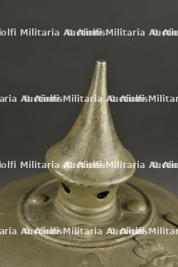 Casque à pointe prussien en tôle feldgrau - ww1 field grey metal spiked helmet — miniature 7