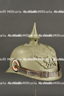 Casque à pointe prussien en tôle feldgrau - ww1 field grey metal spiked helmet — miniature 15