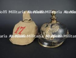 Casque à pointe M1895 Feld Artillerie prussien avec couvre casque chiffre 17 rouge - M1895 Field Artillery spiked helmet with cover