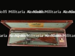 Fusil juxtaposé James Purdey calibre 16 à percussions (amorces) en coffret bois vers 1820 — miniature 2