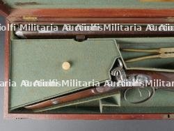 Fusil juxtaposé James Purdey calibre 16 à percussions (amorces) en coffret bois vers 1820 — miniature 3