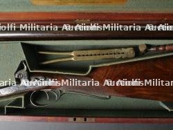 Fusil juxtaposé James Purdey calibre 16 à percussions (amorces) en coffret bois vers 1820 — miniature 4