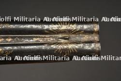 Superbe et rare paire de pistolets à double canons fin XVIIIe Canon Tordu garnitures en argent, platines silex transformées à percussion — photo 13
