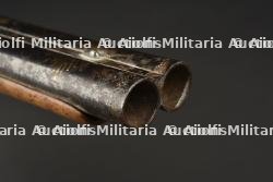 Superbe et rare paire de pistolets à double canons fin XVIIIe Canon Tordu garnitures en argent, platines silex transformées à percussion — photo 22