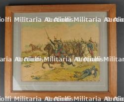 Gravure polychrome d'une charge de cuirassiers français en 1870 — photo 5