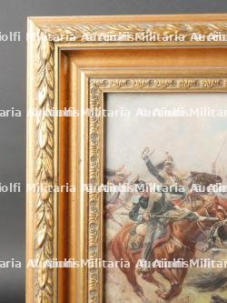 Huile sur toile d'un combat de 1870 entre cuirassiers et uhlans par Henri Grobet en 1905 — miniature 2