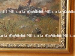 Huile sur toile d'un combat de 1870 entre cuirassiers et uhlans par Henri Grobet en 1905 — miniature 3