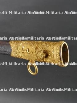 Rare et beau sabre d'officier supérieur de marine dans son coffret offert par les instructeurs canonniers du Souverain en 1884 au Commandant Alquier — miniature 6