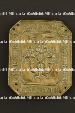 Plaque de Métier de Receveur de l'Entreprise générale des Favorites - fin XIXe