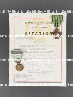 Rare citation et médaille Syrie 1941