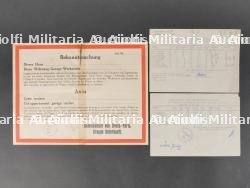 Affiche de réquisition par le Kommandant von Gross-Paris et 2 fiches hebdomadaires d'emploi de personnels français à la mairie d'Orsay