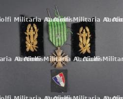 Pattes de col Justice Militaire, croix de guerre 1939 Vichy et insigne légion française des Combattants