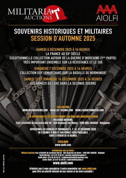 Décembre 2025 - WAVRE, BE - Session de vente d'objets militaire et souvenirs historiques