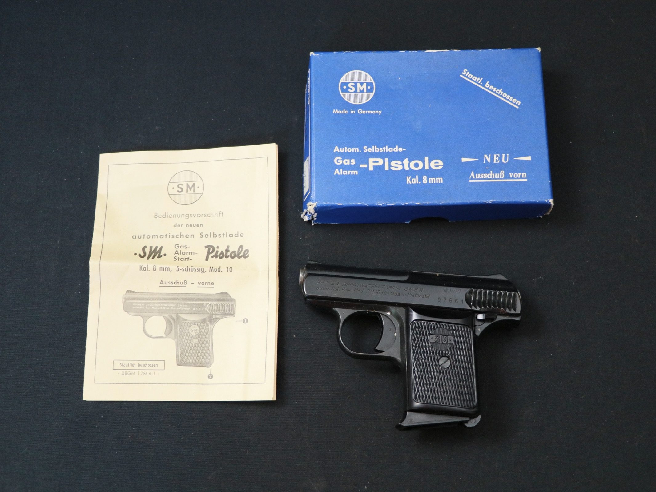 Exceptionnel faux pistolet automatique DARNE Halifax St Etienne  distributeur cigarettes publicitaire - Fusils à système (11223749)
