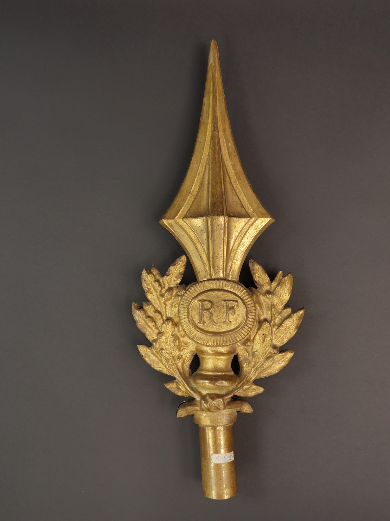 Pointe De Drapeau En Bronze - République Française - Guerre Mondiale - Occasion