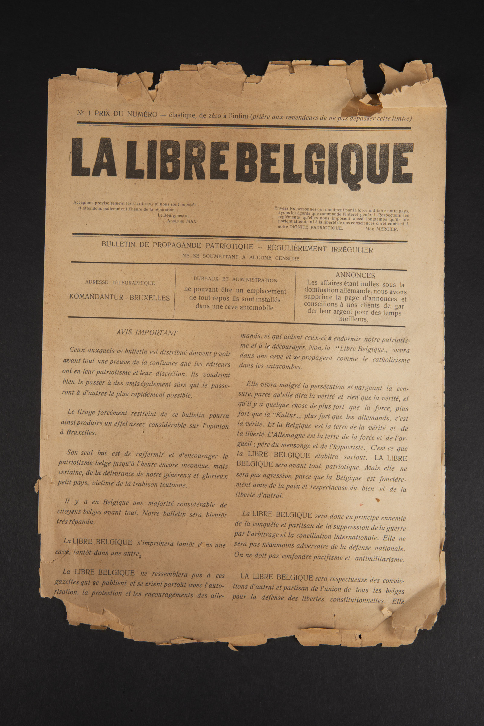 Numéros de la Libre Belgique Clandestine Aiolfi G.b.r.